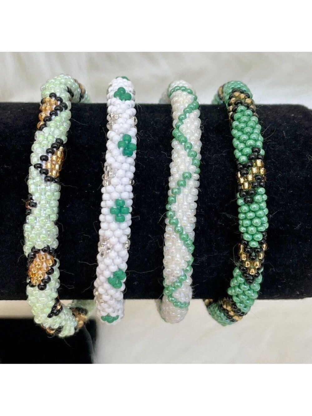 HAND CRAFTED in Nepal Beaded Bracelets
 (set of 4) #214